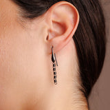 Links 3mm Earrings in Black, Long