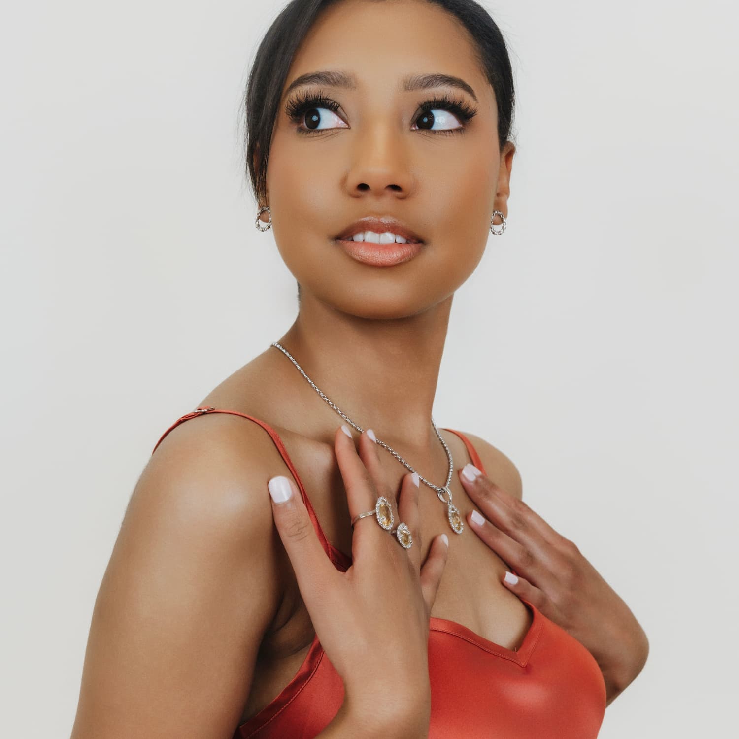 Drop Ring in Silver with Citrine, Small