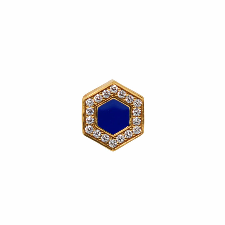 Deco Stud Earrings in Gold With Blue & Pavé