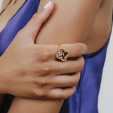Quadra Ring in Gold with Amethyst