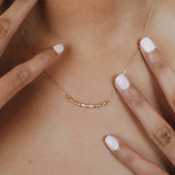 Half Moon Whisper Necklace in 14k Yellow Gold with Diamond Stations