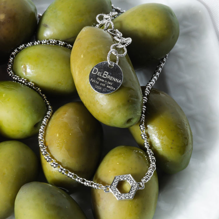 Deco Necklace in Silver With Pavé