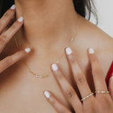 Half Moon Whisper Necklace in 14k Yellow Gold with Diamond Stations