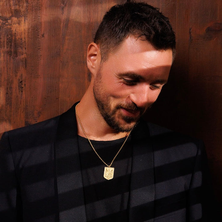 Trident Shield Necklace in Gold