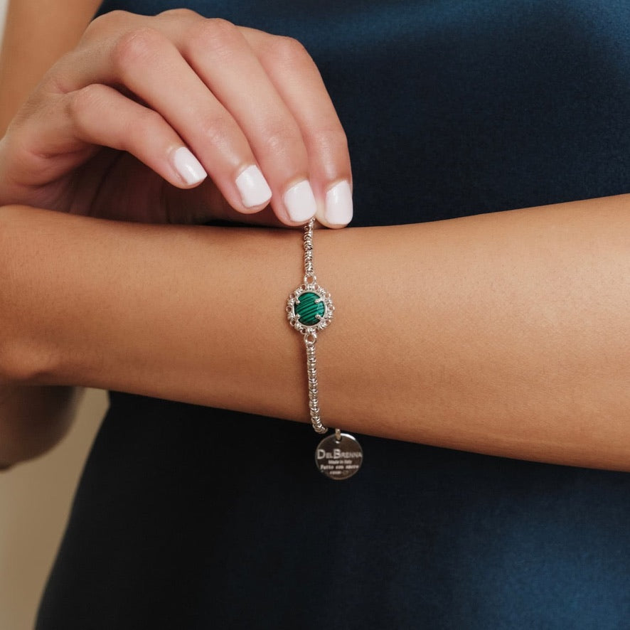 Gemma Bracelet in Silver with Malachite