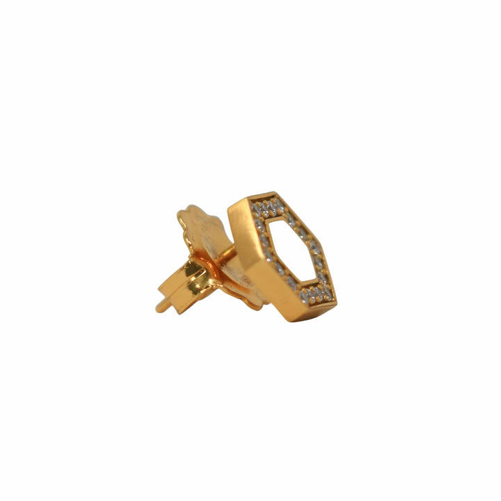 Deco Stud Earrings in Gold With White & Pavé