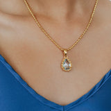 Drop Pendant in Gold with Blue Topaz, Large