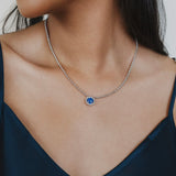 Gemma Necklace in Silver with Lapis