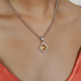 Quadra Pendant in Silver with Citrine