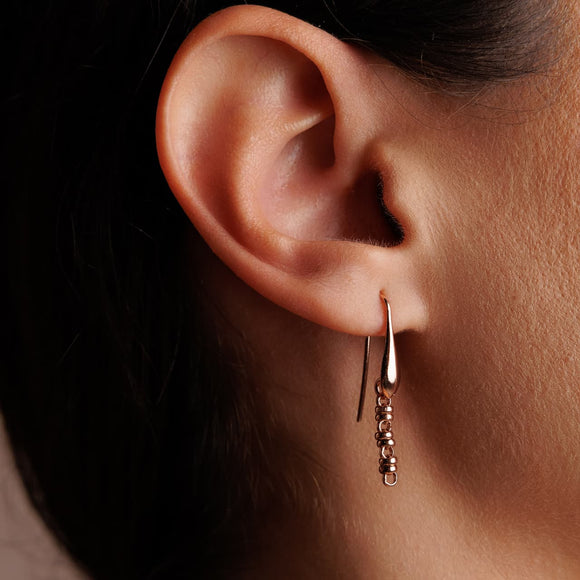 Links 3mm Earrings in Rose Gold, Short