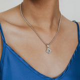 Quadra Pendant in Silver with Blue Topaz, Small