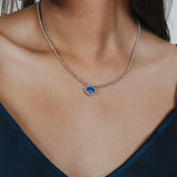 Gemma Necklace in Silver with Lapis