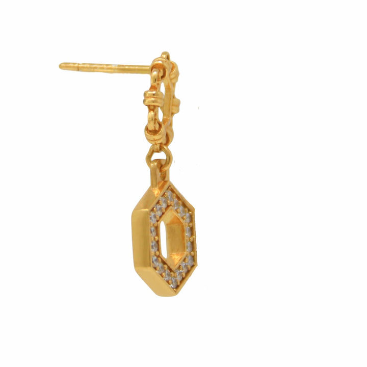 Deco Statement Earrings in Gold With Pavé