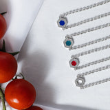 Deco Necklace in Silver With Red, Coral & Pavé