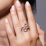 Deco Statement Ring in Silver With Pavé