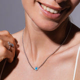 Deco Necklace in Silver With Blue, Turquoise & Pavé