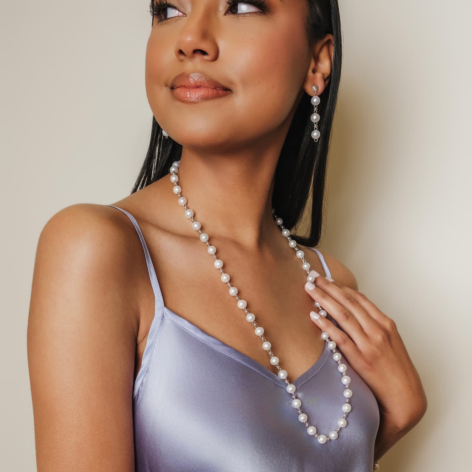 Bella Earrings with Pearls in Silver