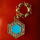 Deco Statement Earrings in Gold With Turquoise & Pavé