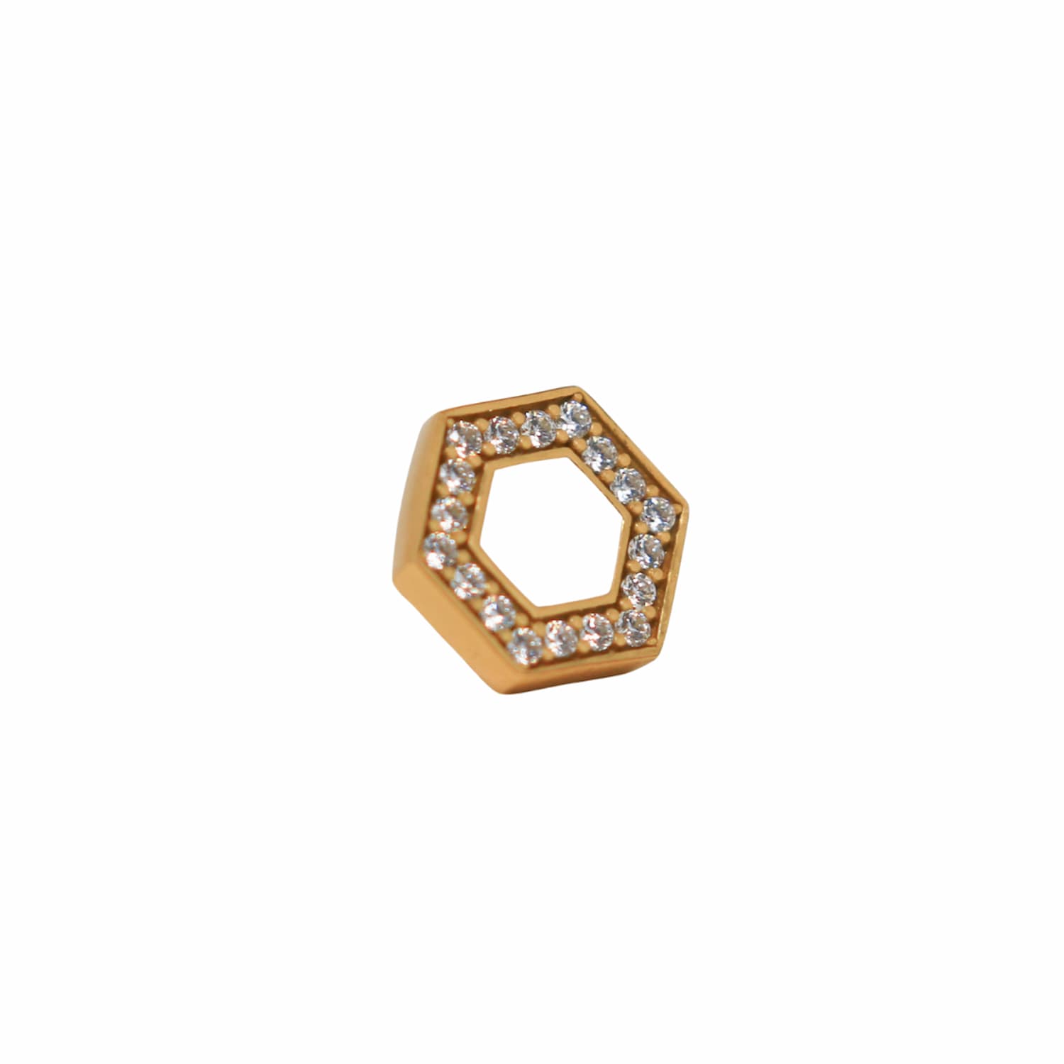 Deco Stud Earrings in Gold With White & Pavé