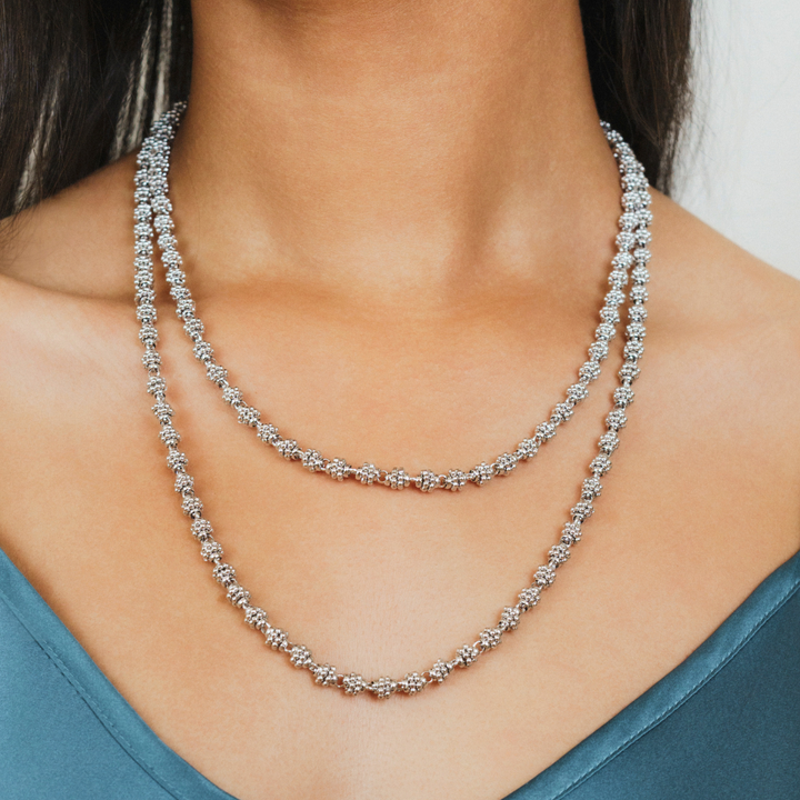 Links Caviar Necklace in Silver