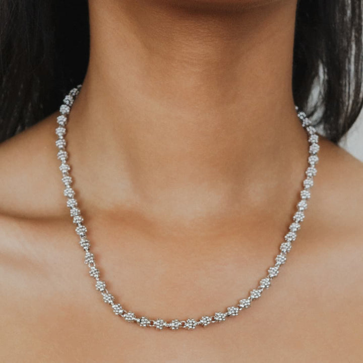Links Caviar Necklace in Silver