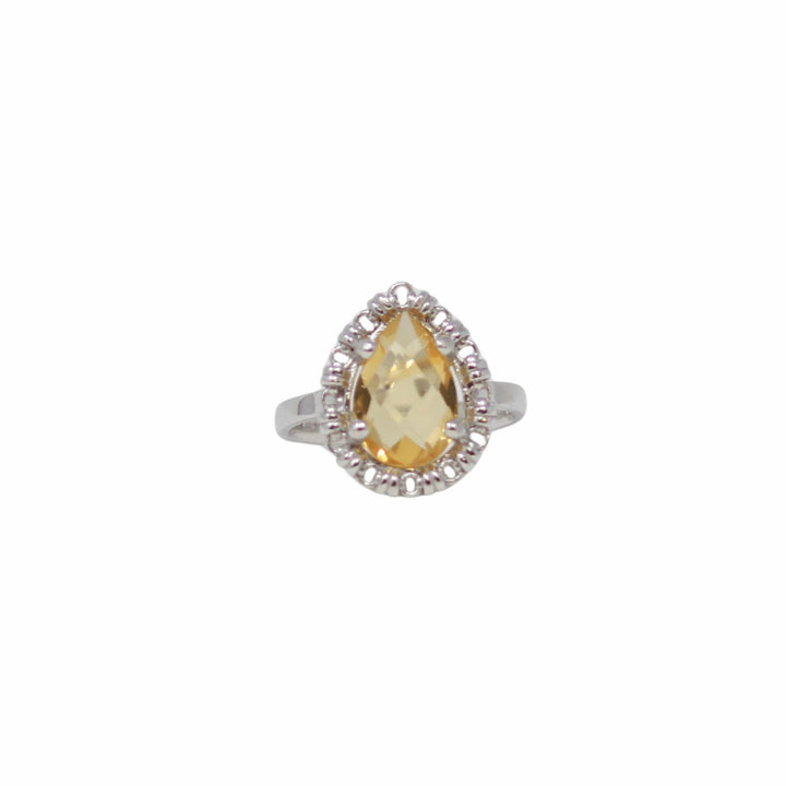 Drop Ring in Silver with Citrine, Small