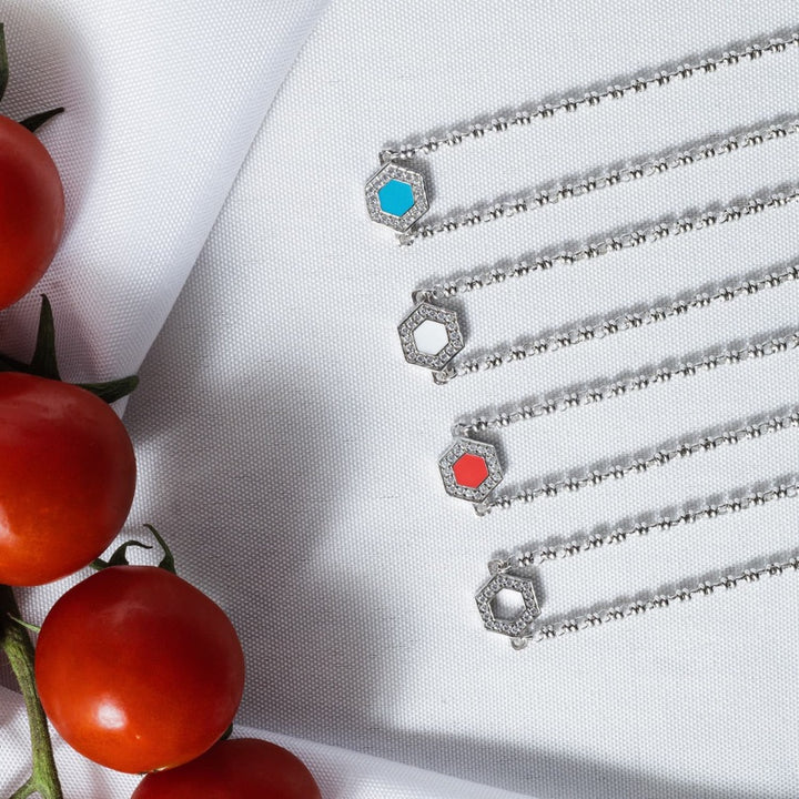 Deco Necklace in Silver With Pavé