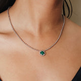 Gemma Necklace in Silver with Malachite