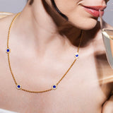 Deco Statement Necklace in Gold With Blue, Turquoise & Pavé