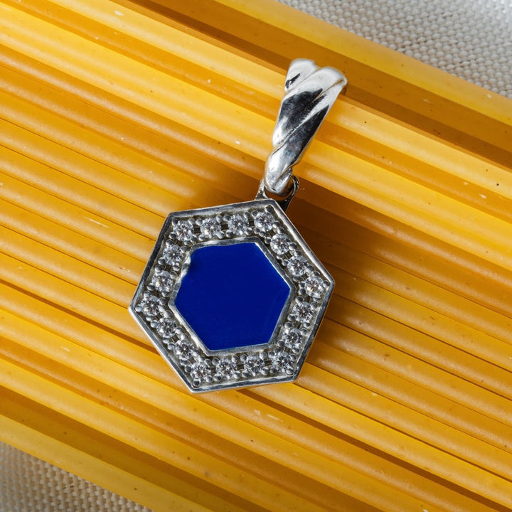 Deco Pendant in Silver With Blue, Turquoise & Pavé