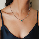 Gemma Necklace in Silver with Malachite