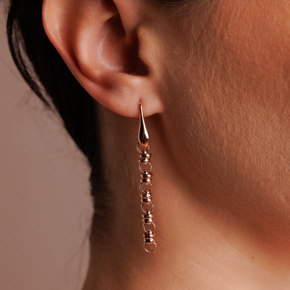 Links 5mm Earrings in Rose Gold, Long