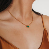 Gemma Necklace in Gold with Malachite