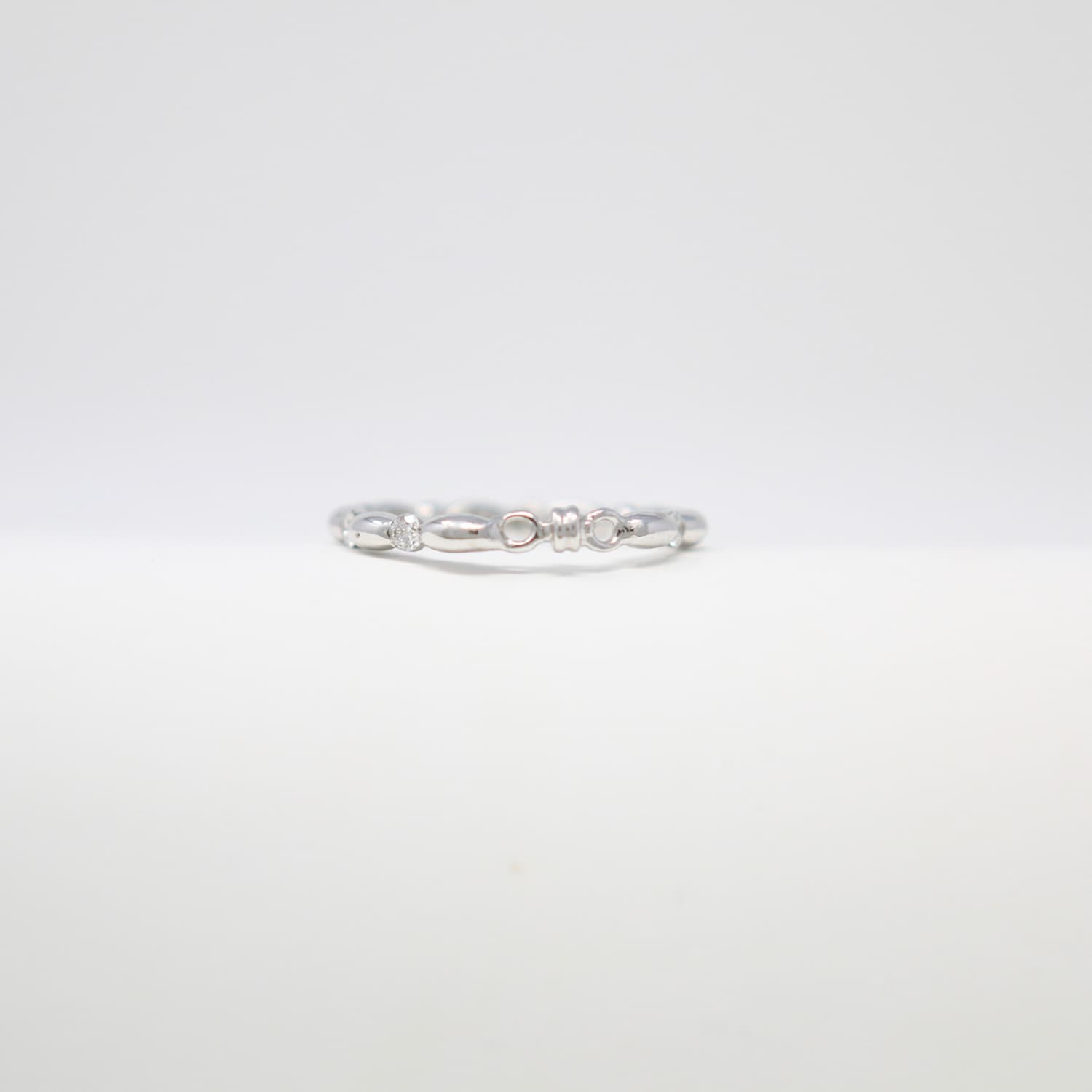 Whisper Ring in 14k White Gold with Diamond Stations