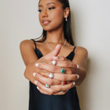 Gemma Ring in Silver with Pink Coral