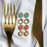 Deco Stud Earrings in Gold With Pavé