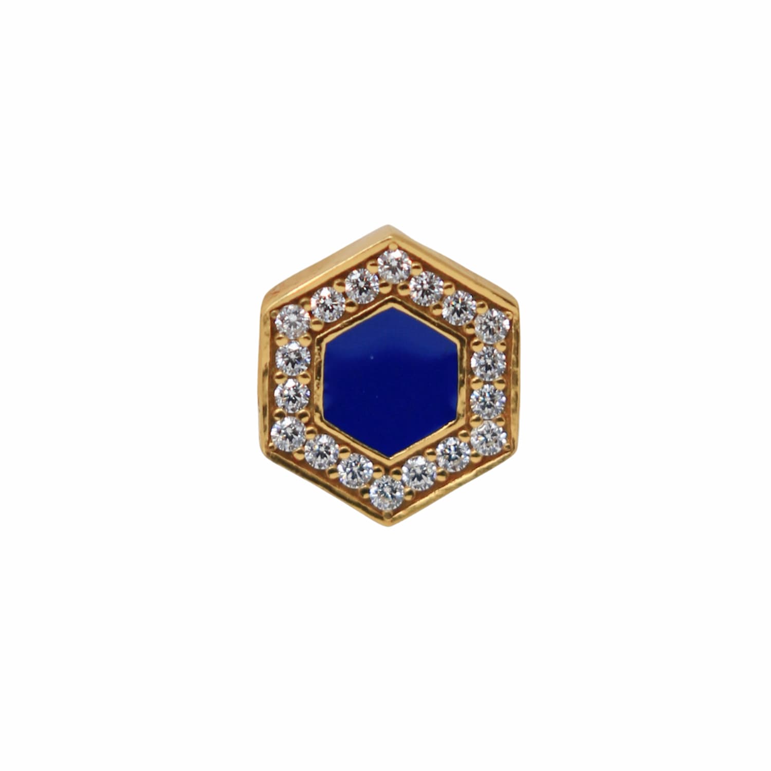 Deco Stud Earrings in Gold With Blue & Pavé