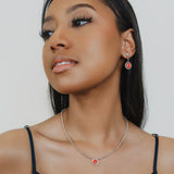 Gemma Necklace in Silver with Coral