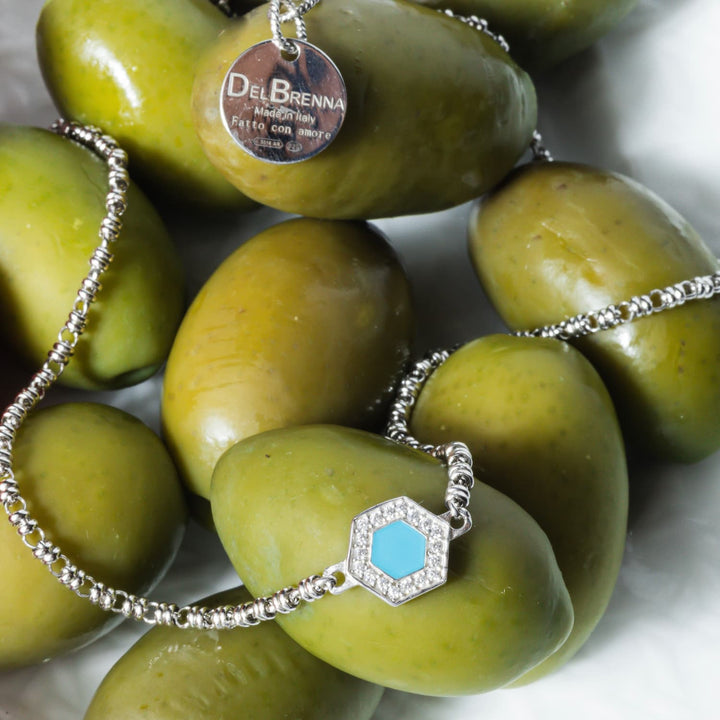 Deco Necklace in Silver With Blue, Turquoise & Pavé