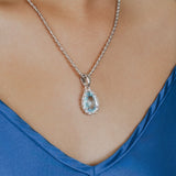 Drop Pendant in Silver with Blue Topaz, Large