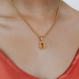 Drop Pendant in Gold with Citrine, Small