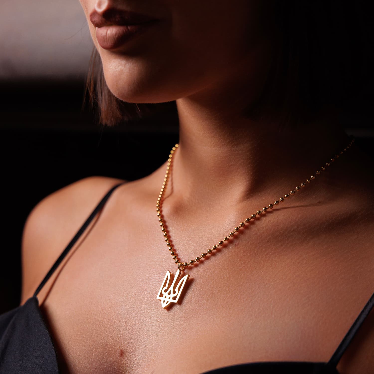 Trident Necklace in Gold