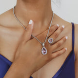 Drop Pendant in Silver with Amethyst, Small