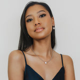 Gemma Earrings in Silver with Pink Coral