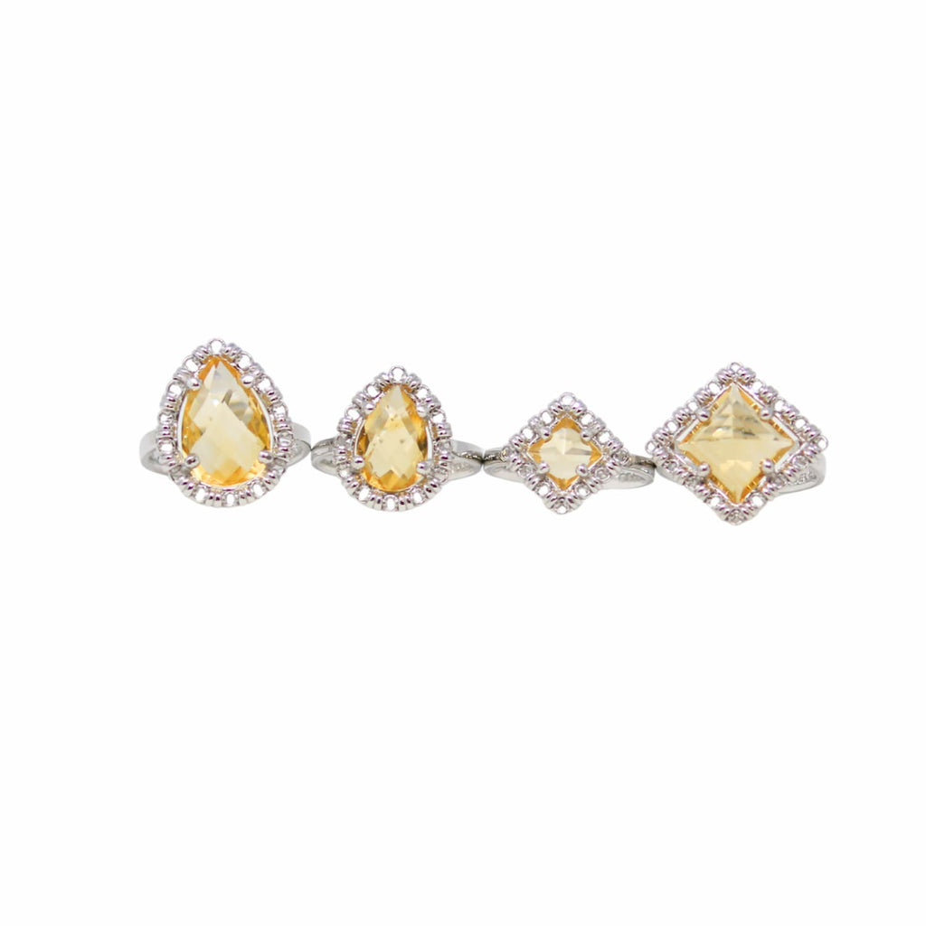 Drop Ring in Silver with Citrine, Small