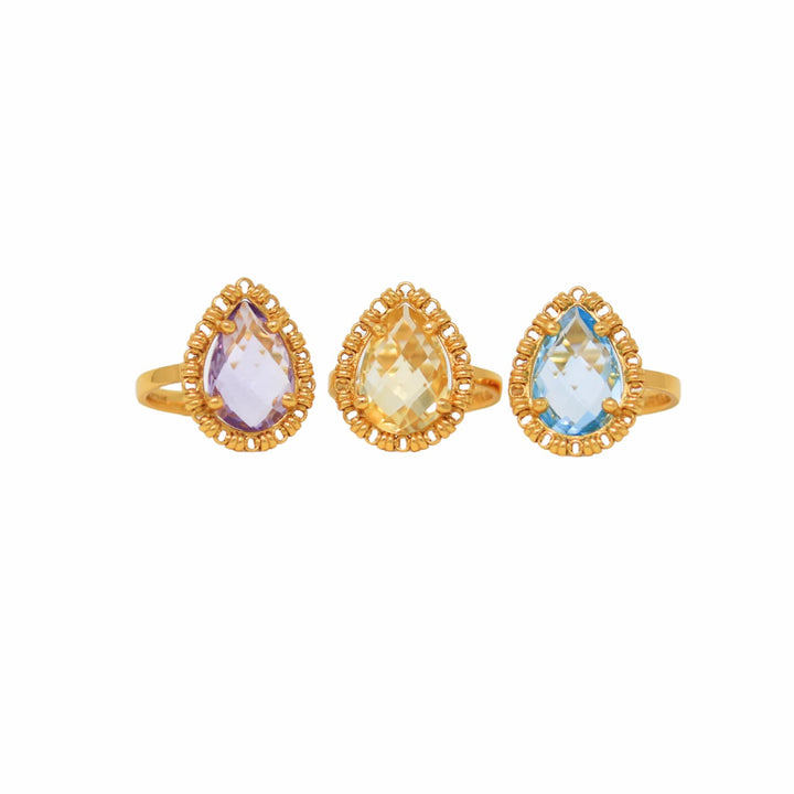 Drop Ring in Gold with Amethyst, Small