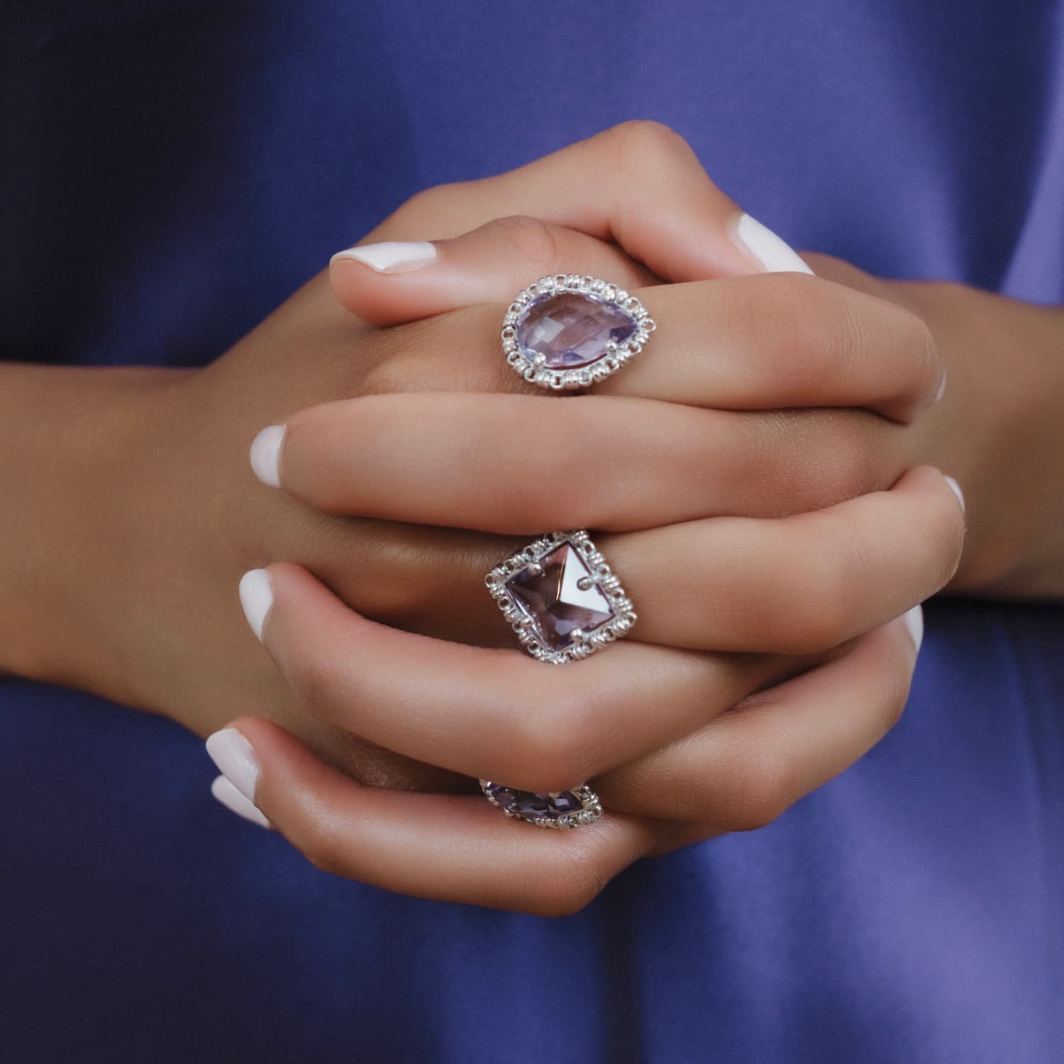 Drop Ring in Silver with Amethyst, Large