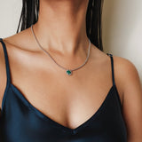 Gemma Necklace in Silver with Malachite