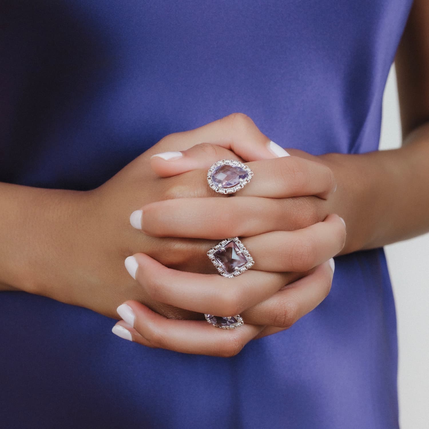 Drop Ring in Silver with Amethyst, Large