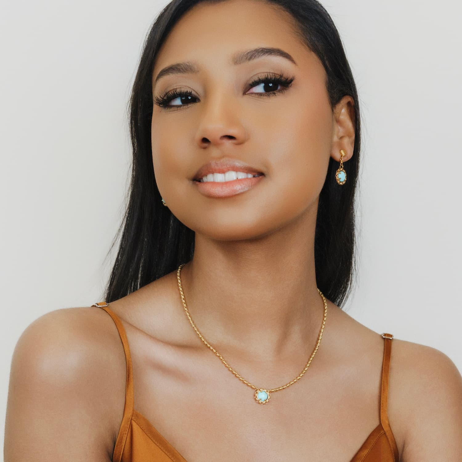 Gemma Earrings in Gold with Turquoise